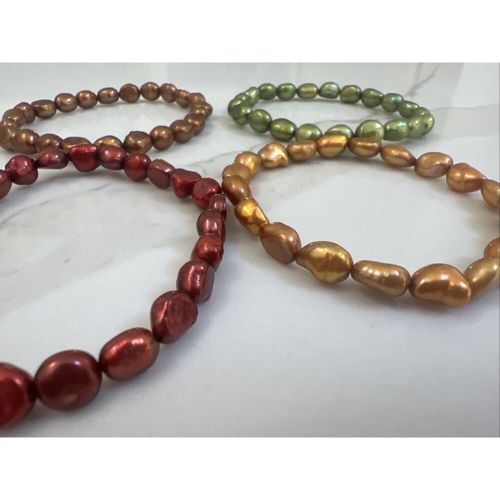 Honora Collection Freshwater Pearl Bracelets Multicolor Set Of 4 Bracelets - Picture 3 of 3